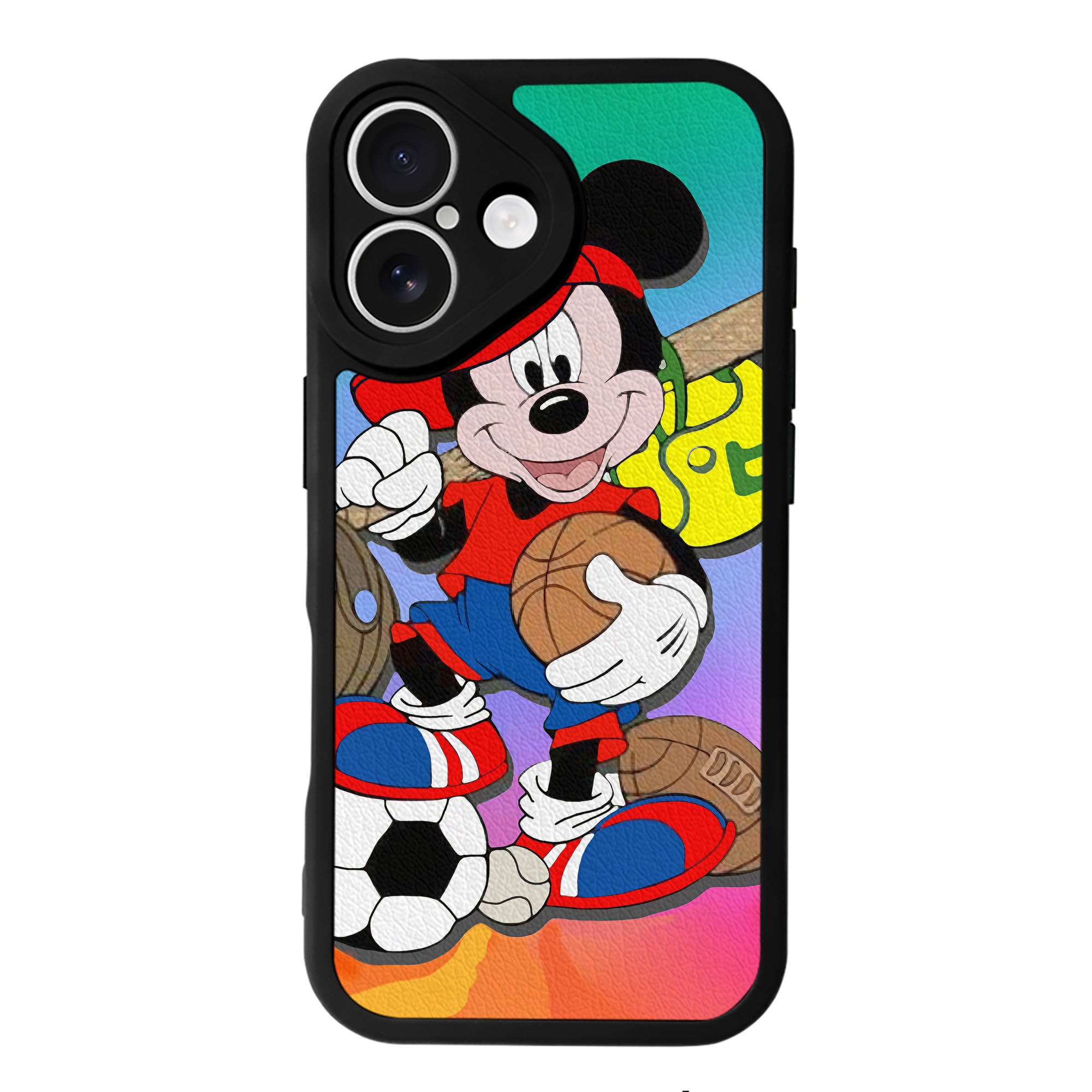 （画像用） ミッキーマウス Mickey Mouse 【iPhone 16シリーズ対応】シリコンスマホケース（レザー調） 材質：シリコン